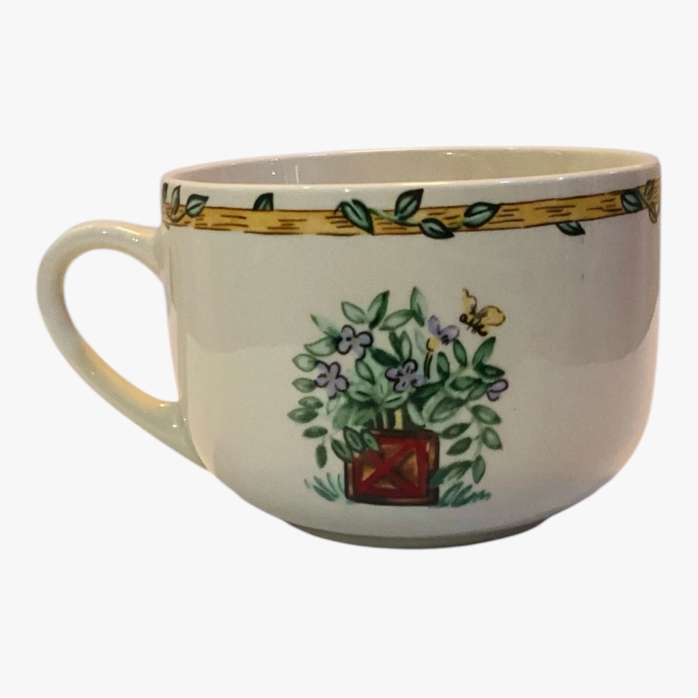 Thomson Pottery Birdhouse Jumbo Soup Mug 24 oz Hearts Vine Border - Picture 6 of 6